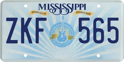 MS license plate ZKF565