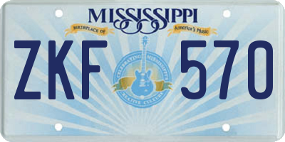 MS license plate ZKF570