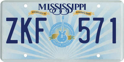 MS license plate ZKF571