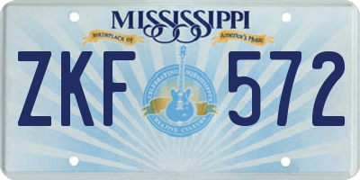 MS license plate ZKF572