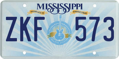 MS license plate ZKF573