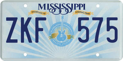 MS license plate ZKF575