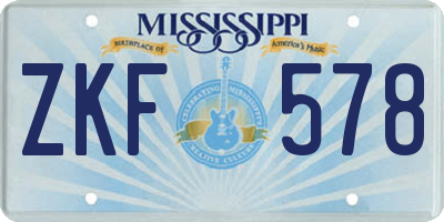 MS license plate ZKF578