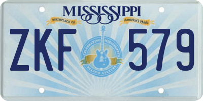 MS license plate ZKF579