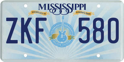 MS license plate ZKF580