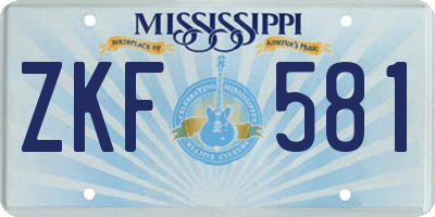 MS license plate ZKF581