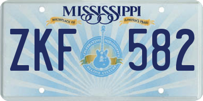 MS license plate ZKF582