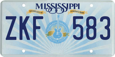 MS license plate ZKF583