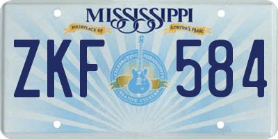 MS license plate ZKF584