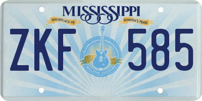 MS license plate ZKF585