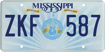 MS license plate ZKF587
