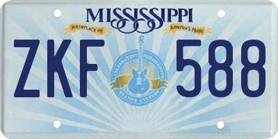 MS license plate ZKF588