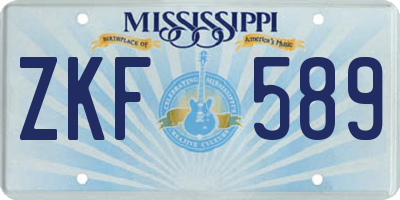 MS license plate ZKF589