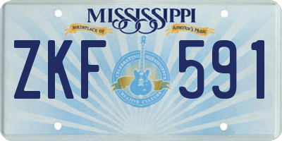 MS license plate ZKF591