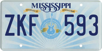 MS license plate ZKF593