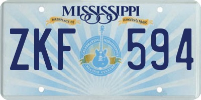 MS license plate ZKF594