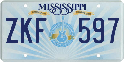 MS license plate ZKF597