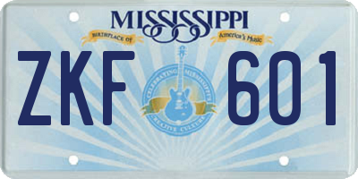 MS license plate ZKF601