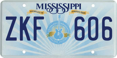 MS license plate ZKF606