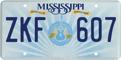 MS license plate ZKF607
