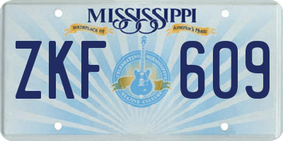 MS license plate ZKF609
