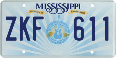 MS license plate ZKF611