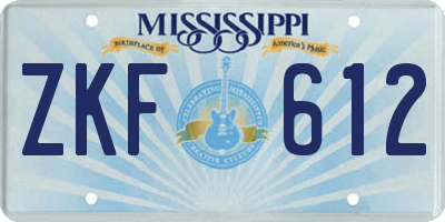 MS license plate ZKF612