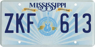 MS license plate ZKF613