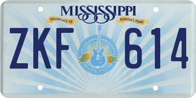 MS license plate ZKF614