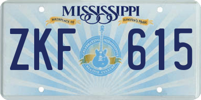 MS license plate ZKF615