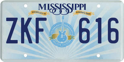 MS license plate ZKF616