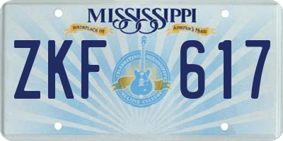 MS license plate ZKF617
