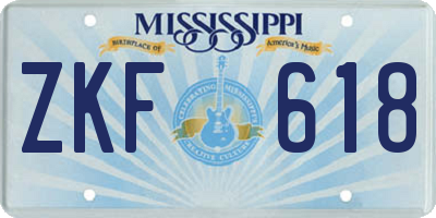 MS license plate ZKF618