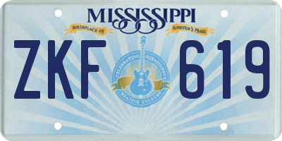 MS license plate ZKF619