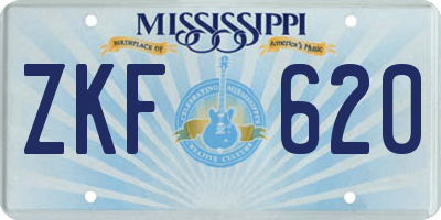 MS license plate ZKF620