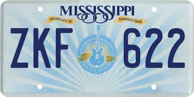 MS license plate ZKF622