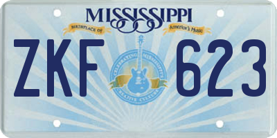 MS license plate ZKF623