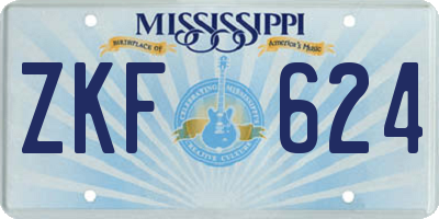 MS license plate ZKF624