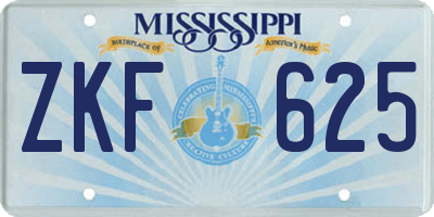 MS license plate ZKF625