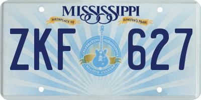 MS license plate ZKF627