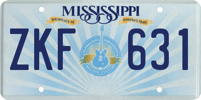 MS license plate ZKF631