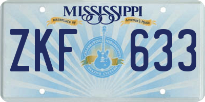 MS license plate ZKF633