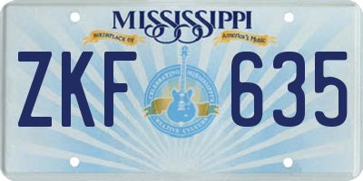 MS license plate ZKF635
