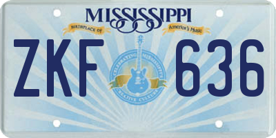 MS license plate ZKF636