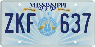MS license plate ZKF637