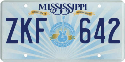 MS license plate ZKF642