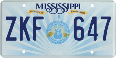 MS license plate ZKF647