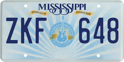 MS license plate ZKF648