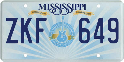 MS license plate ZKF649