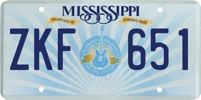 MS license plate ZKF651